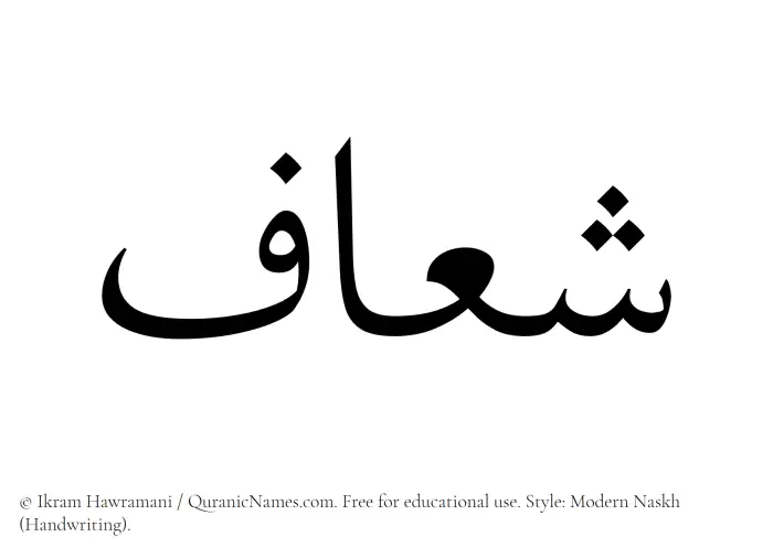 The Muslim name Sheaaf written in naskh script
