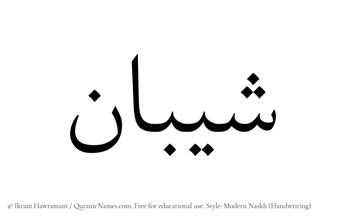 The Muslim name Sheeban written in naskh script