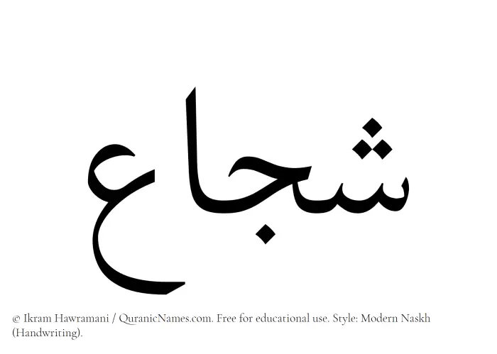 The Muslim name Shujaa written in naskh script