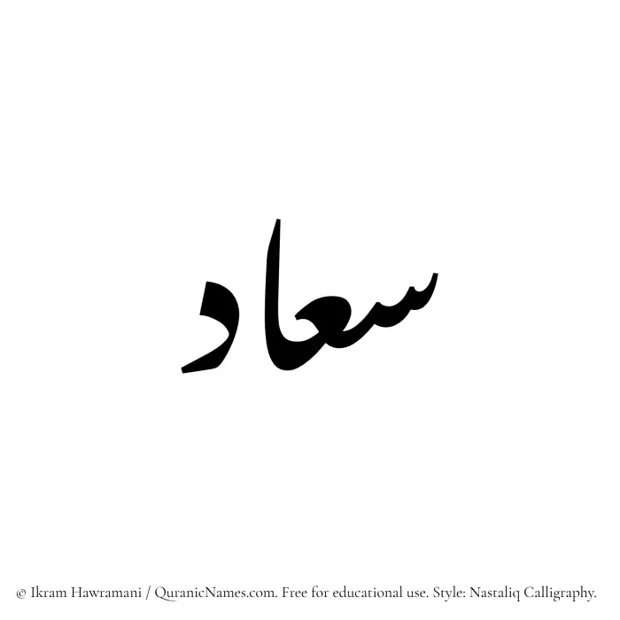 The Muslim name word Siaad written in Nastaliq calligraphic script