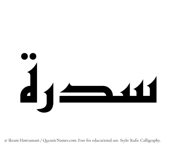 The Muslim name Sidra written in Kufi/Kufic calligraphic script