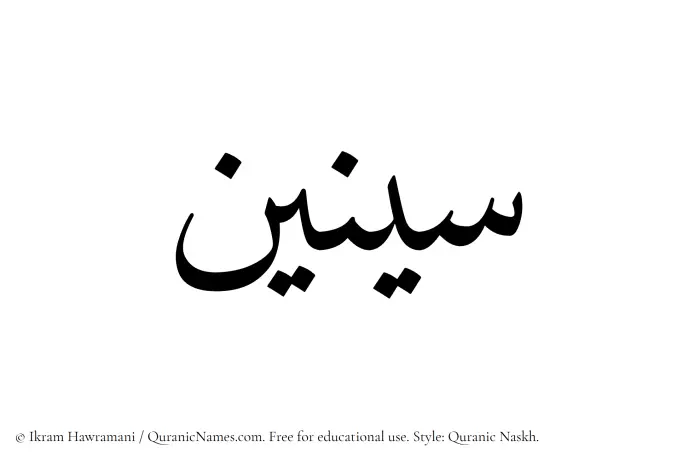 The Muslim name Sineen written in Quranic naskh script
