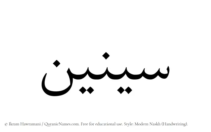 The Muslim name Sineen written in naskh script