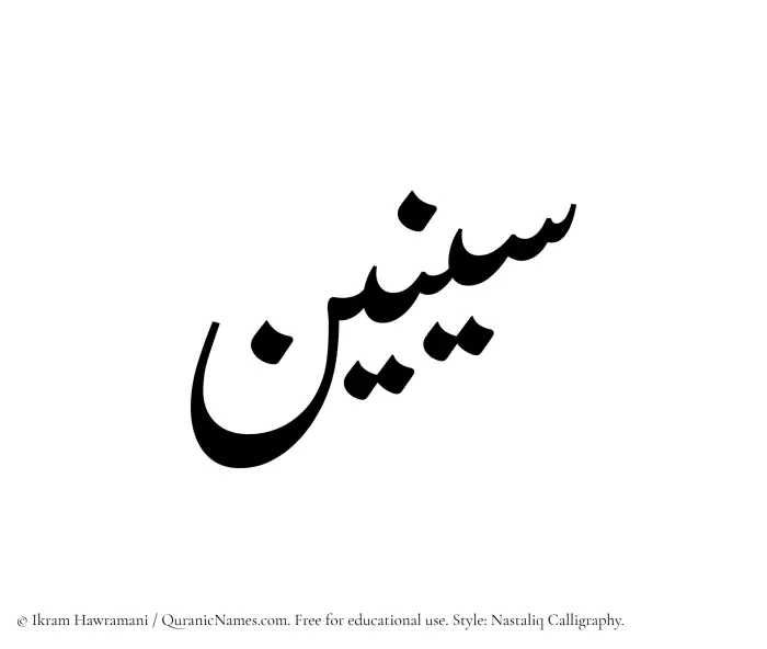 The Muslim name word Sineen written in Nastaliq calligraphic script