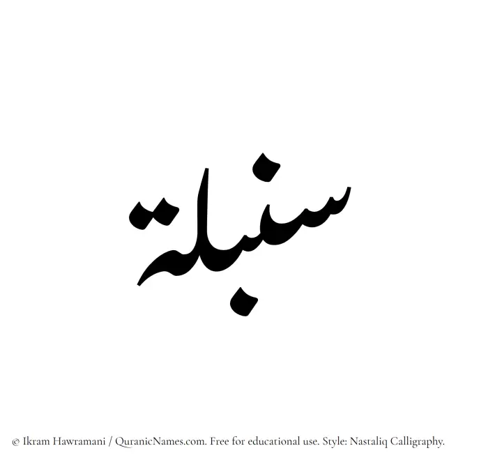 The Muslim name word Sonbula written in Nastaliq calligraphic script