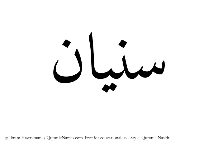 The Muslim name Sunayyan written in Quranic naskh script