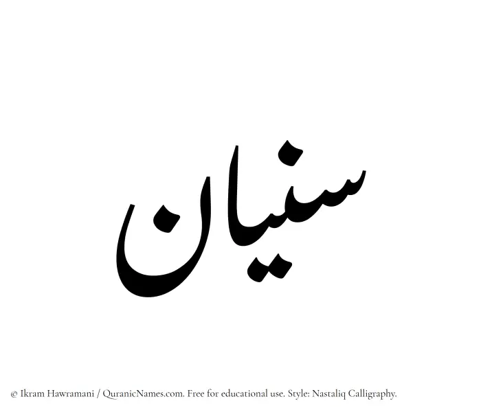 The Muslim name word Sunayyan written in Nastaliq calligraphic script