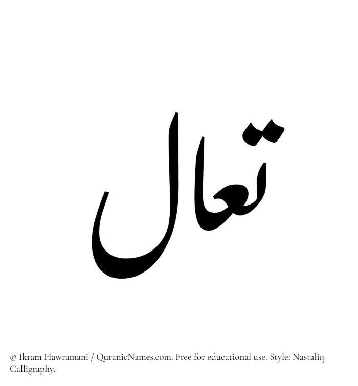 The Muslim name word Taal written in Nastaliq calligraphic script