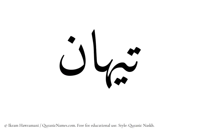 The Muslim name Taihan written in Quranic naskh script