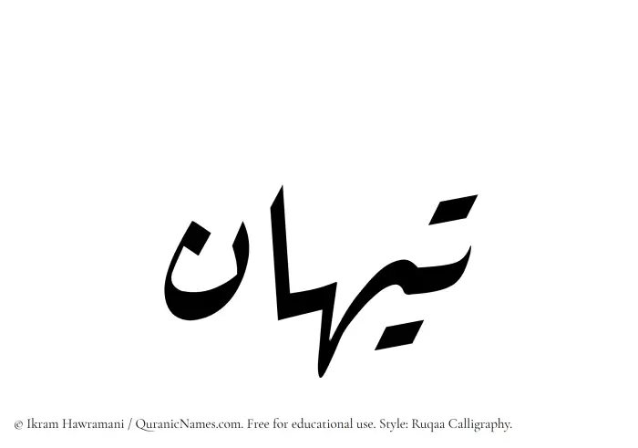 The Muslim name Taihan written in Ruqaa calligraphic script