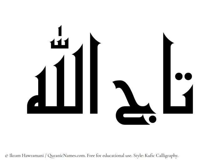 The Muslim name Tajallah written in Kufi/Kufic calligraphic script