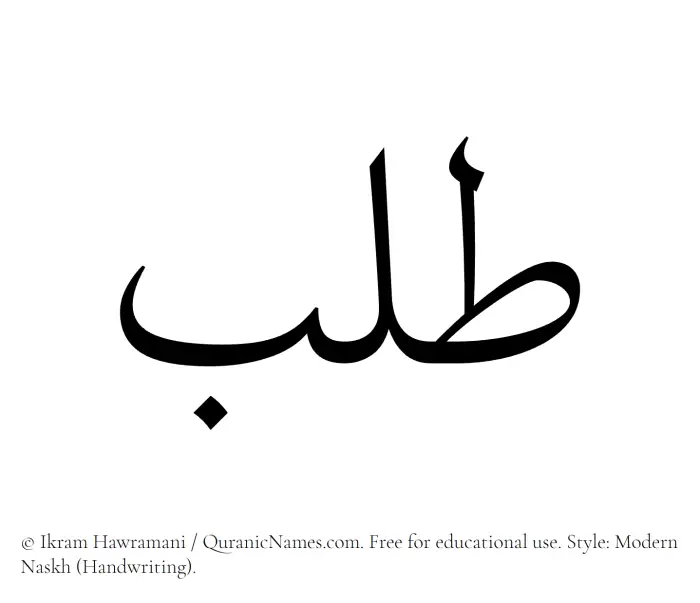 The Muslim name Talab written in naskh script