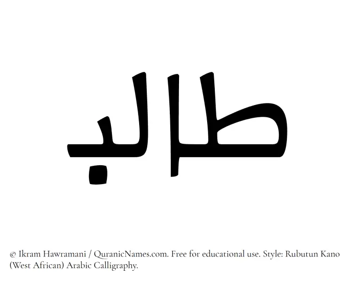 The Muslim name Talib written in Rubutun Kano calligraphic script