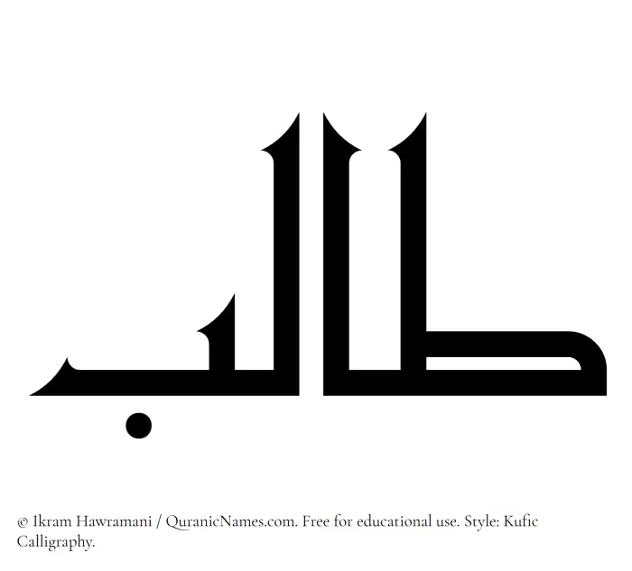 The Muslim name Talib written in Kufi/Kufic calligraphic script