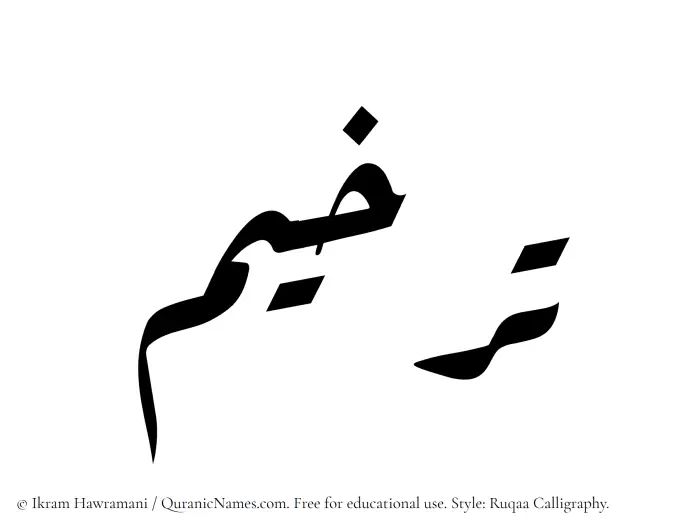 The Muslim name Tarkheem written in Ruqaa calligraphic script