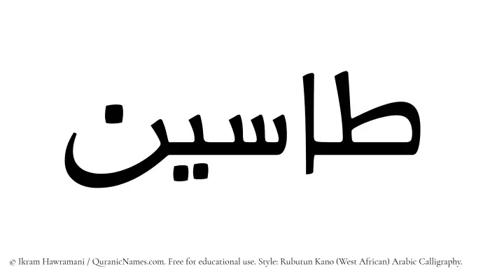 The Muslim name Taseen written in Rubutun Kano calligraphic script