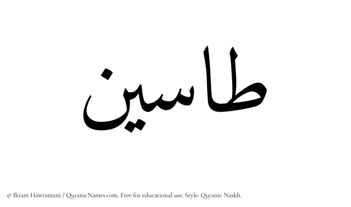 The Muslim name Taseen written in Quranic naskh script