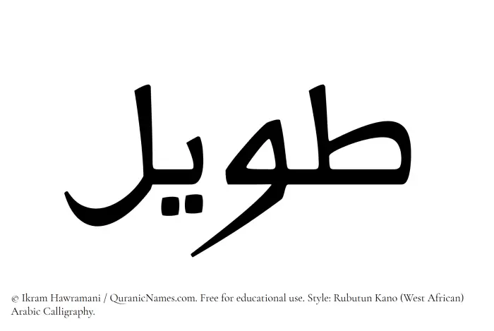 The Muslim name Taweel written in Rubutun Kano calligraphic script