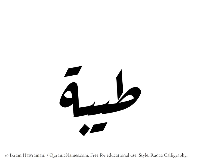 The Muslim name Tayyibah written in Ruqaa calligraphic script