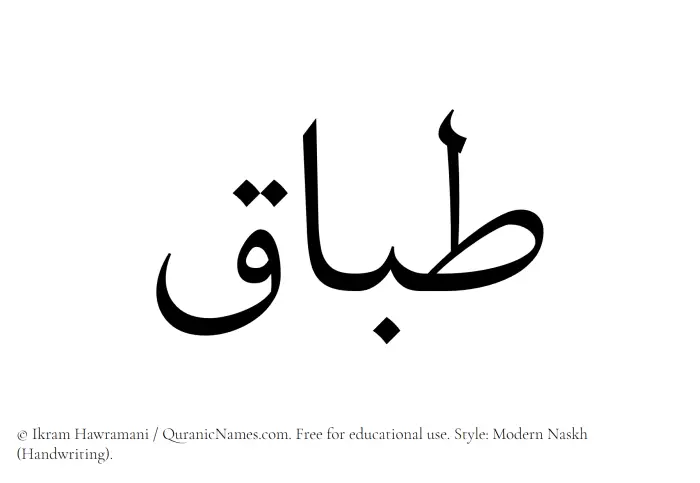 The Muslim name Tibaq written in naskh script