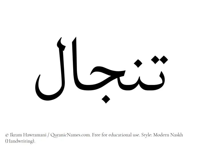 The Muslim name Tinjal written in naskh script