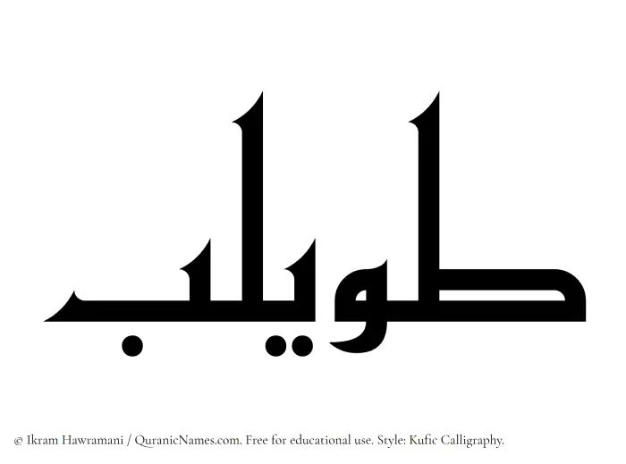 The Muslim name Tuwailib written in Kufi/Kufic calligraphic script