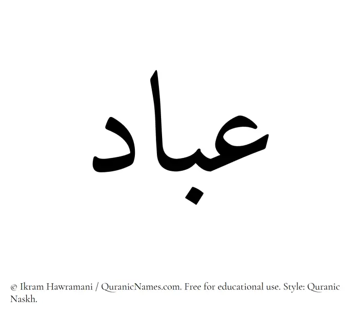 The Muslim name Ubad written in Quranic naskh script
