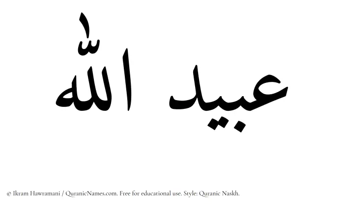 The Muslim name Ubaidullah written in Quranic naskh script