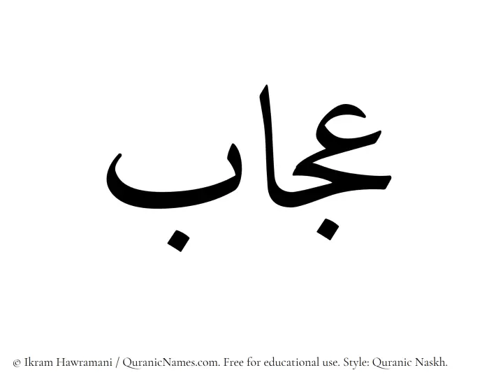The Muslim name Ujab written in Quranic naskh script