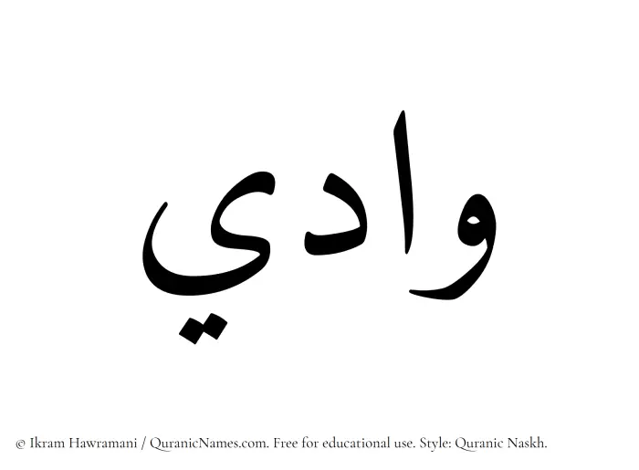 The Muslim name Wadi written in Quranic naskh script