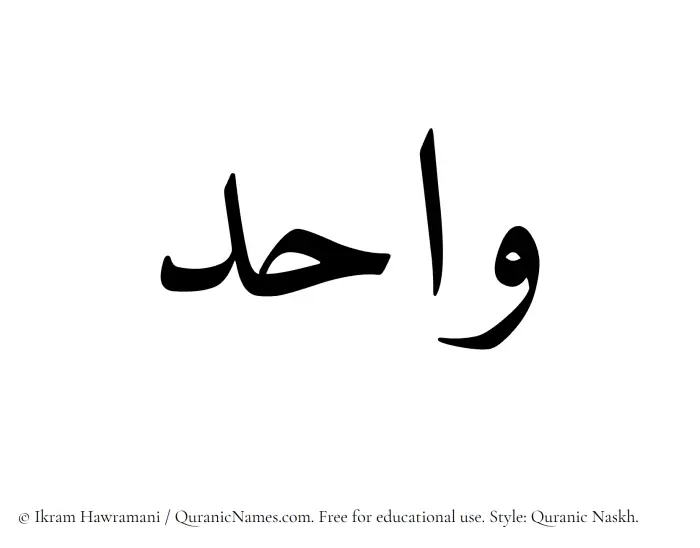 The Muslim name Wahid written in Quranic naskh script
