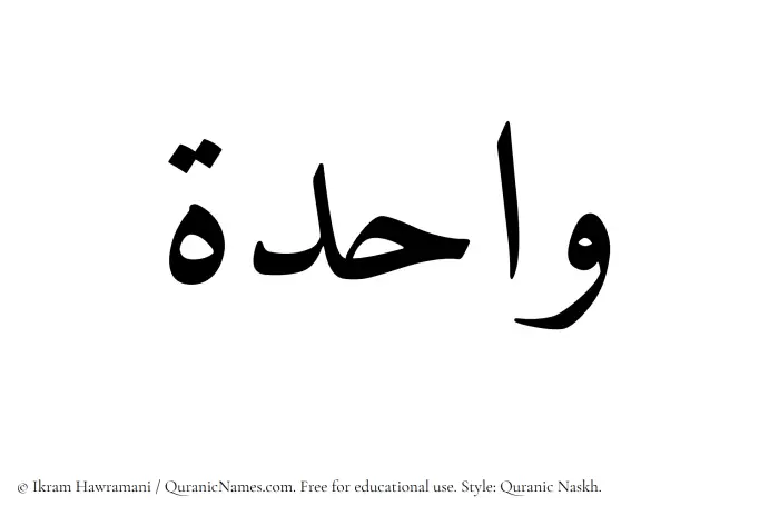 The Muslim name Wahida written in Quranic naskh script