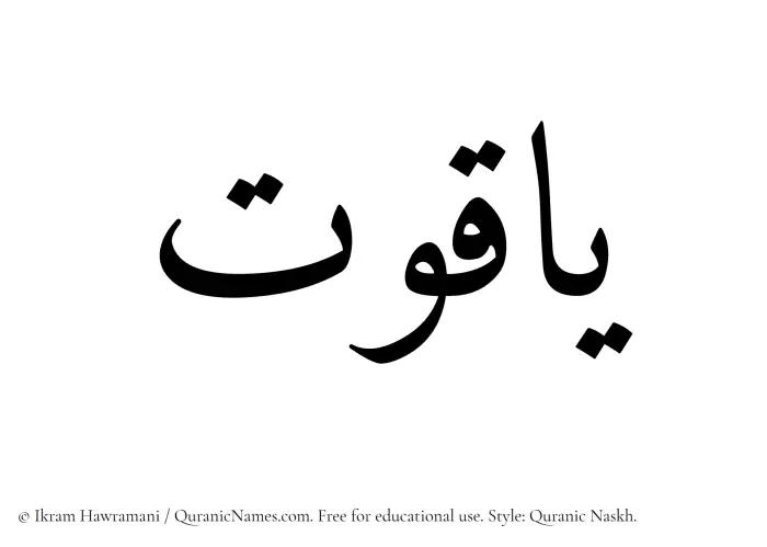 The Muslim name Yaqoot written in Quranic naskh script