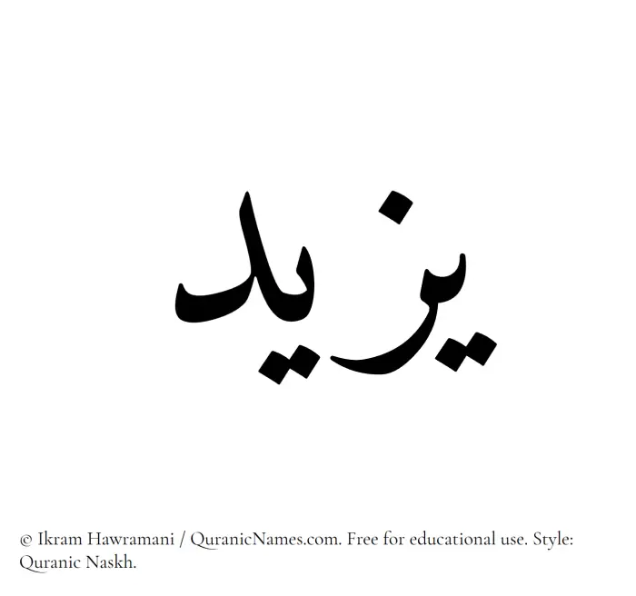 The Muslim name Yazeed written in Quranic naskh script