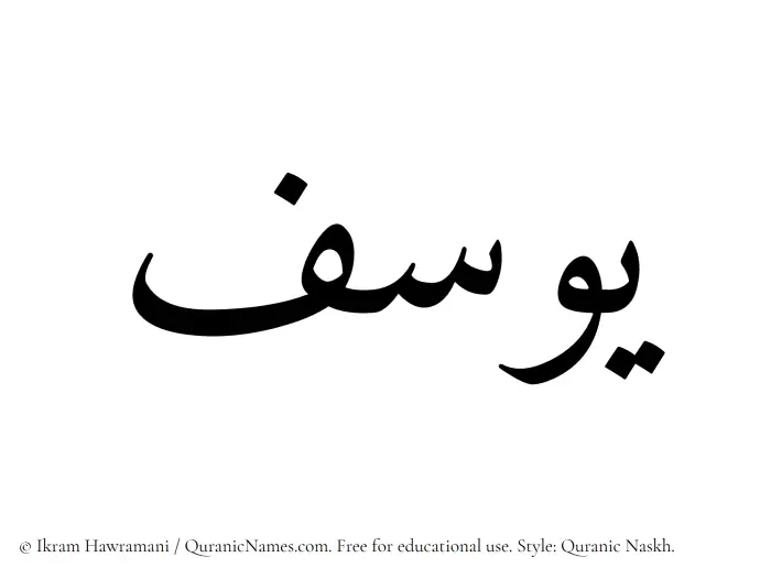 The Muslim name Yusuf written in Quranic naskh script