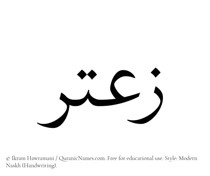 The Muslim name Zaatar written in naskh script