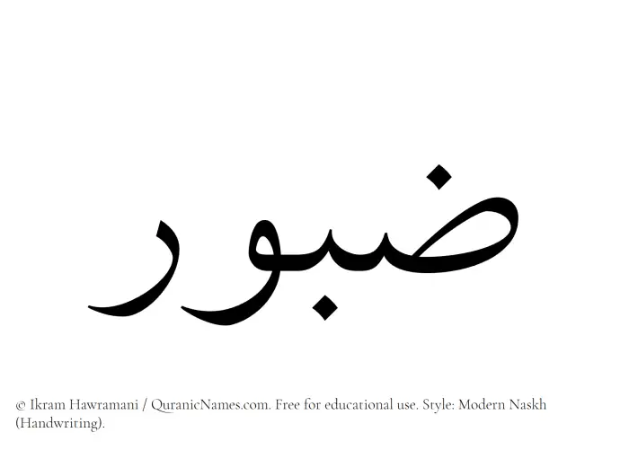 The Muslim name Zaboor written in naskh script