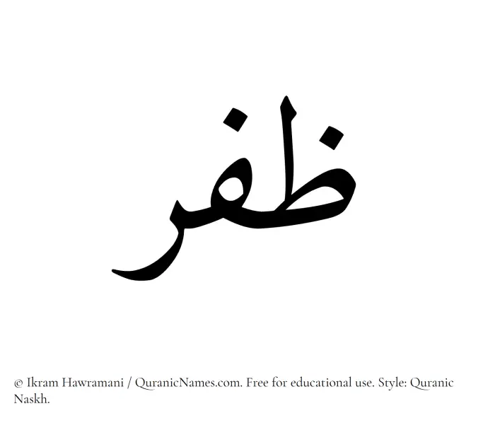 The Muslim name Zafar written in Quranic naskh script