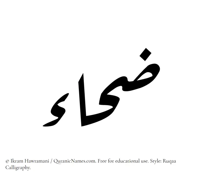 The Muslim name Zahaa written in Ruqaa calligraphic script