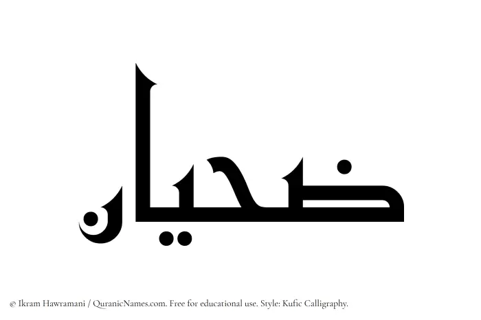 The Muslim name Zahian written in Kufi/Kufic calligraphic script