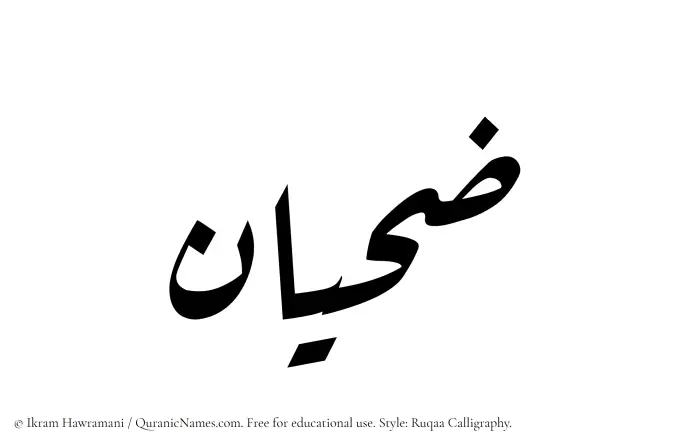 The Muslim name Zahian written in Ruqaa calligraphic script