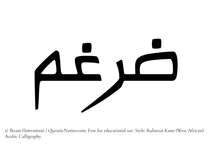 The Muslim name Zargham written in Rubutun Kano calligraphic script