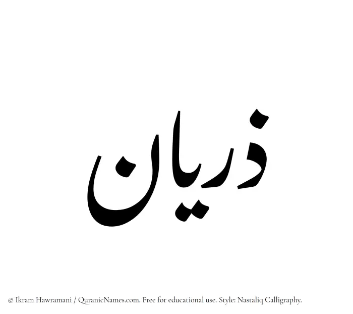 The Muslim name word Zaryan written in Nastaliq calligraphic script