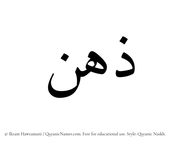 The Muslim name Zehn written in Quranic naskh script