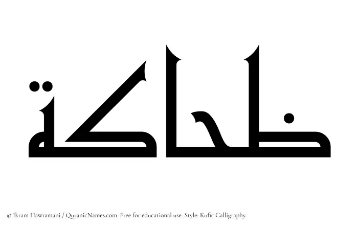 The Muslim name Zihaka written in Kufi/Kufic calligraphic script