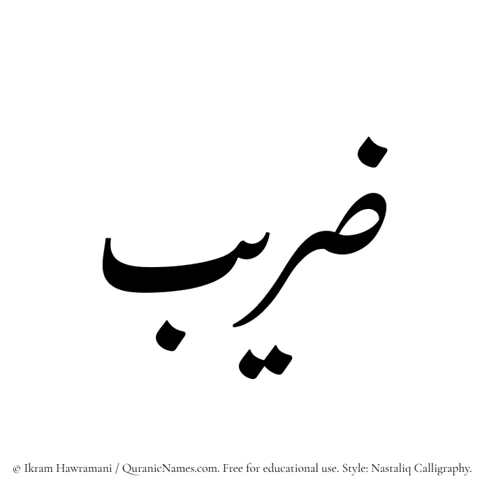 The Muslim name word Zuraib written in Nastaliq calligraphic script
