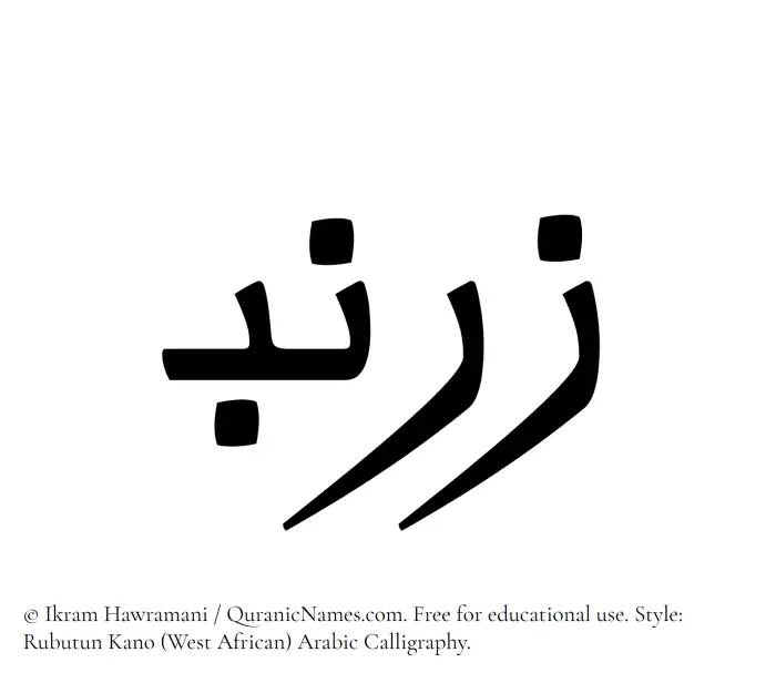 The name Zarnab written in Rubutun Kano