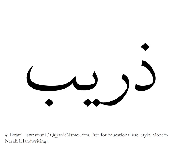 The name Zuraib written in naskh