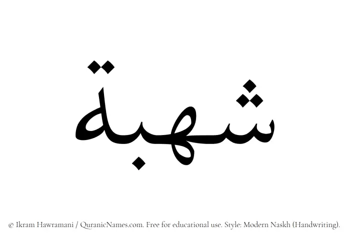 The name Shuhbah written in naskh