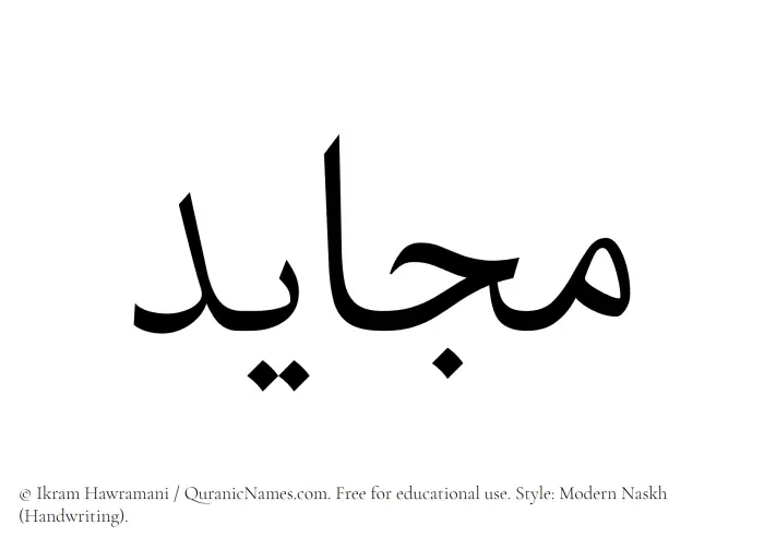 The name Mujayed written in naskh